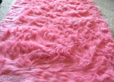 3x5 Rug Shaggy Fluffy Flokati SHAG Solid Pink 3 inch Thick Actual 39 