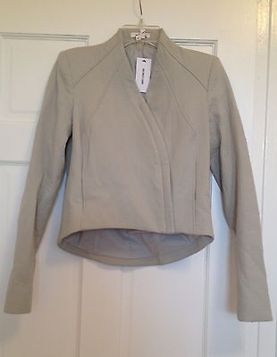 495 Fabulous Helmut Lang Assymetric Crop Jacket Blazer coat Grey sz 