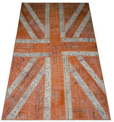 Union Jack Patchwork Rug Made from Overdyed Vintage S.Antique 