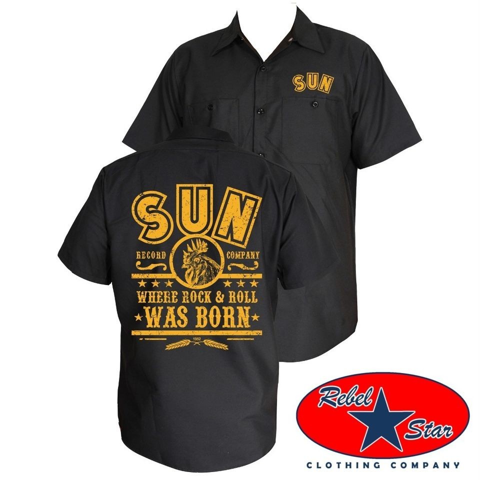 Sun Records Rock N Roll Work Shirt Rockabilly Retro Punk Tattoo Elvis 