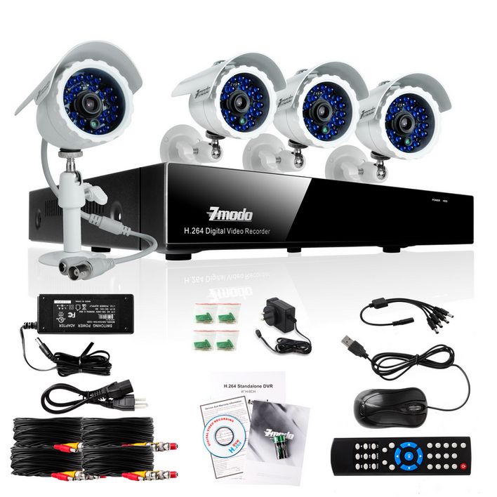 ZMODO 4 CH Channel DVR Indoor Outdoor CCTV IR Home Security Camera 
