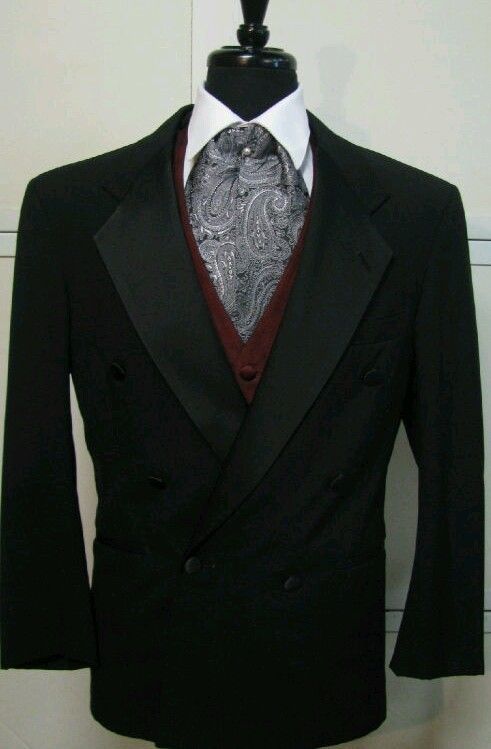 ALEXANDRE OF ENGLAND Mens Black Double Breasted Tuxedo Jacket Size 40 