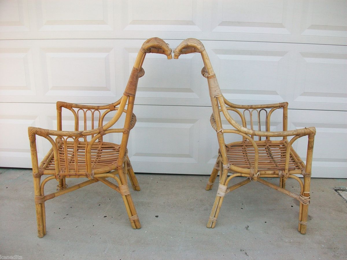    Chairs Rattan Bamboo Franco Albini STY 2 Loungers Mid century Wicker