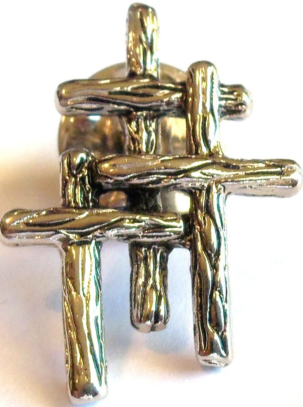 Vintage Sterling Signed Three Religious Crosses Cross Stick Pin Estate 