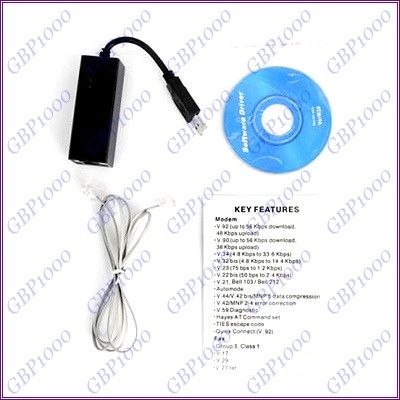 USB 56K V 90 External Dial Up PCI Voice Fax Data Modem