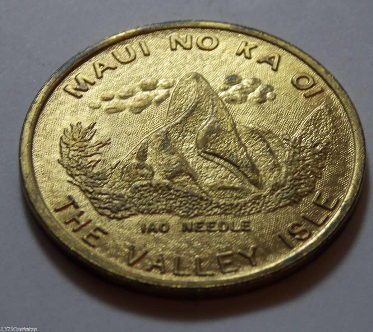 Maui Gilted Bronze Hawaii Trade Dollar Coin Token Iao Needle