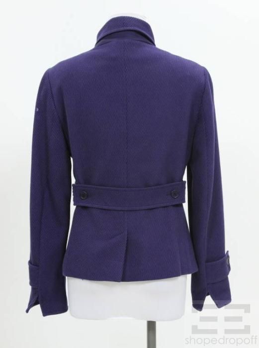 AKRIS Punto Purple Ribbed Cotton Double Breasted Button Front Jacket 