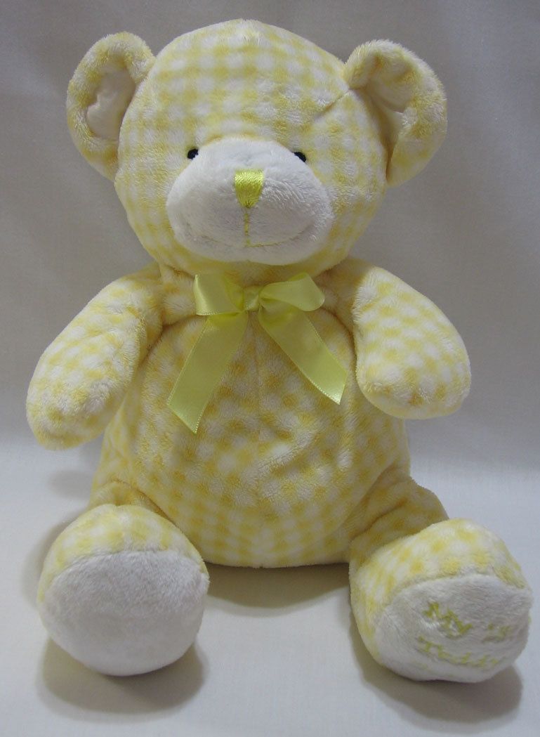 Animal Alley My 1st Teddy Bear Yellow White Plush Rattle Stuffed 