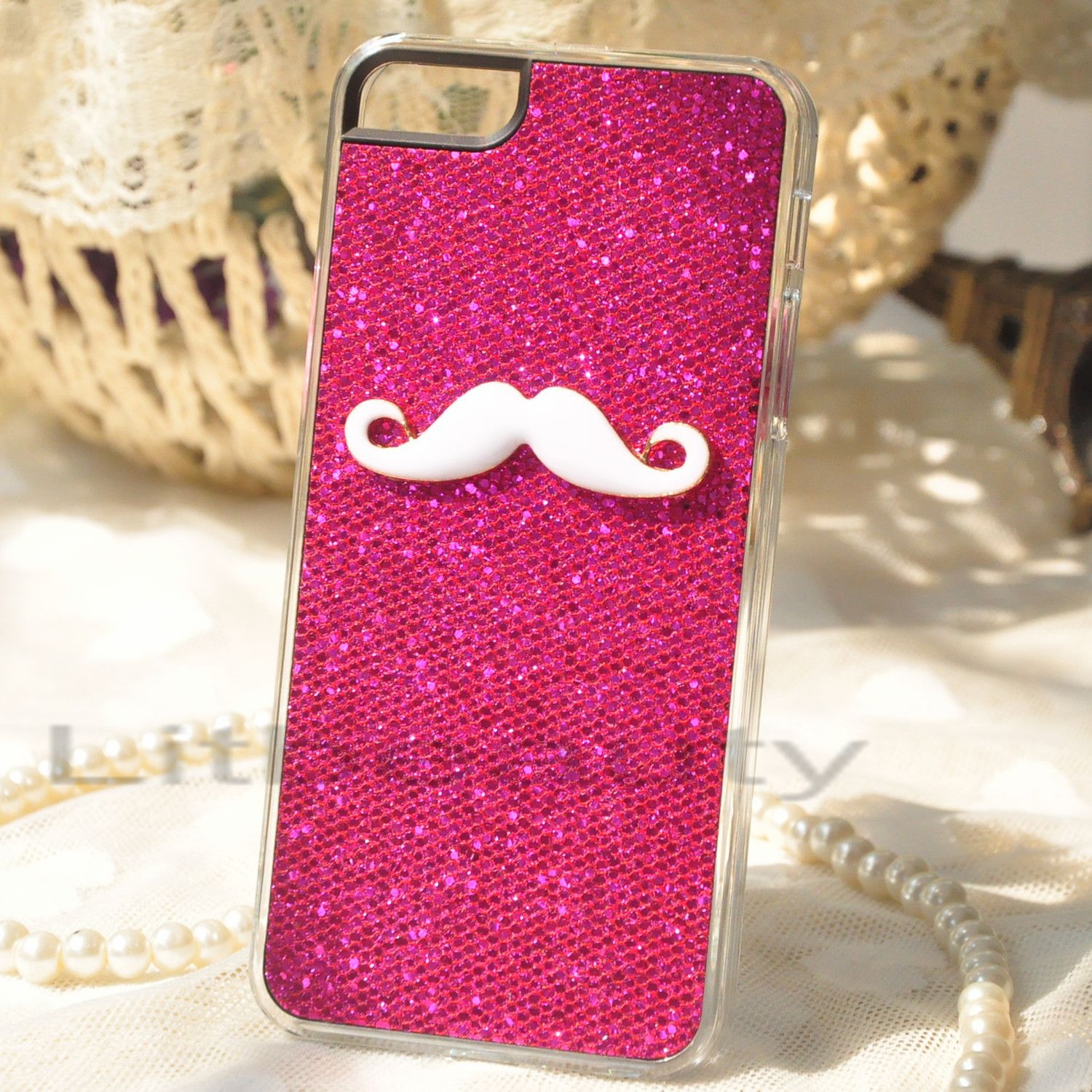 Pcs Rose & Silver Bling Mustache Case Cover For iPhone 5 5TH Couple 