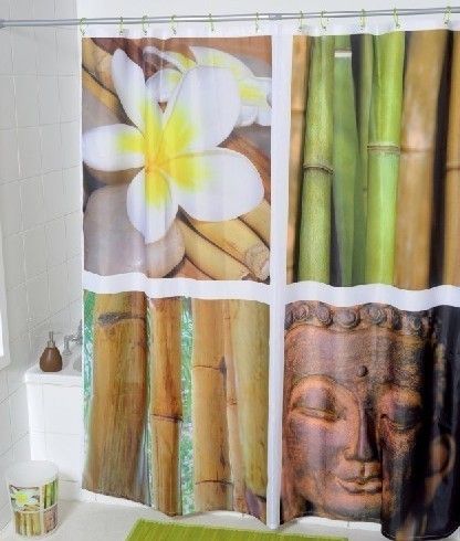 Unique Eastern Bamboo Joss Fabric Shower Curtain JZ3003