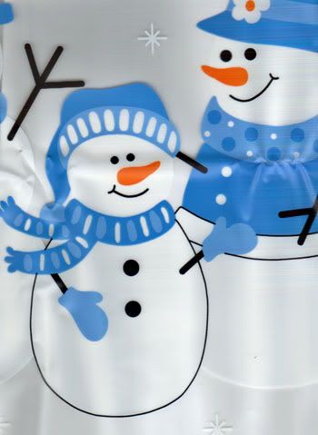   Snowman Christmas Snowmen Vinyl Shower Curtain Snow Snowflakes NEW