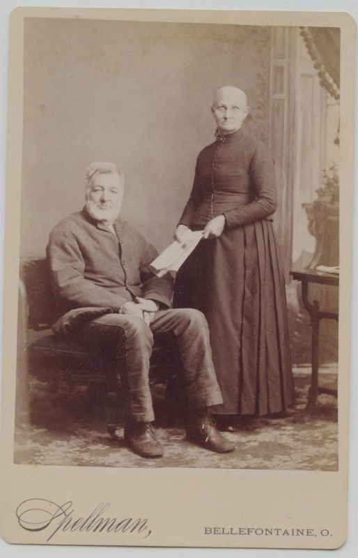 Cabinet Photo Bellefontaine Ohio Man Lady w Paper