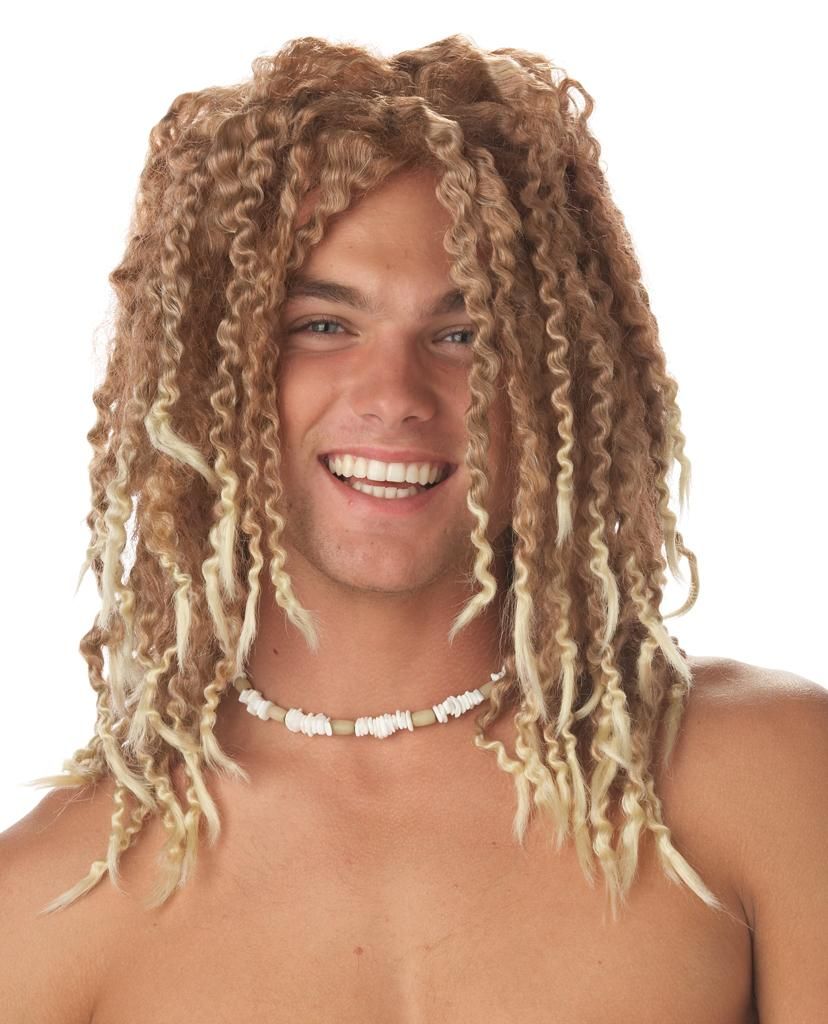 Beach Bum Surfer Adult Costume Wig Light Brown Blonde