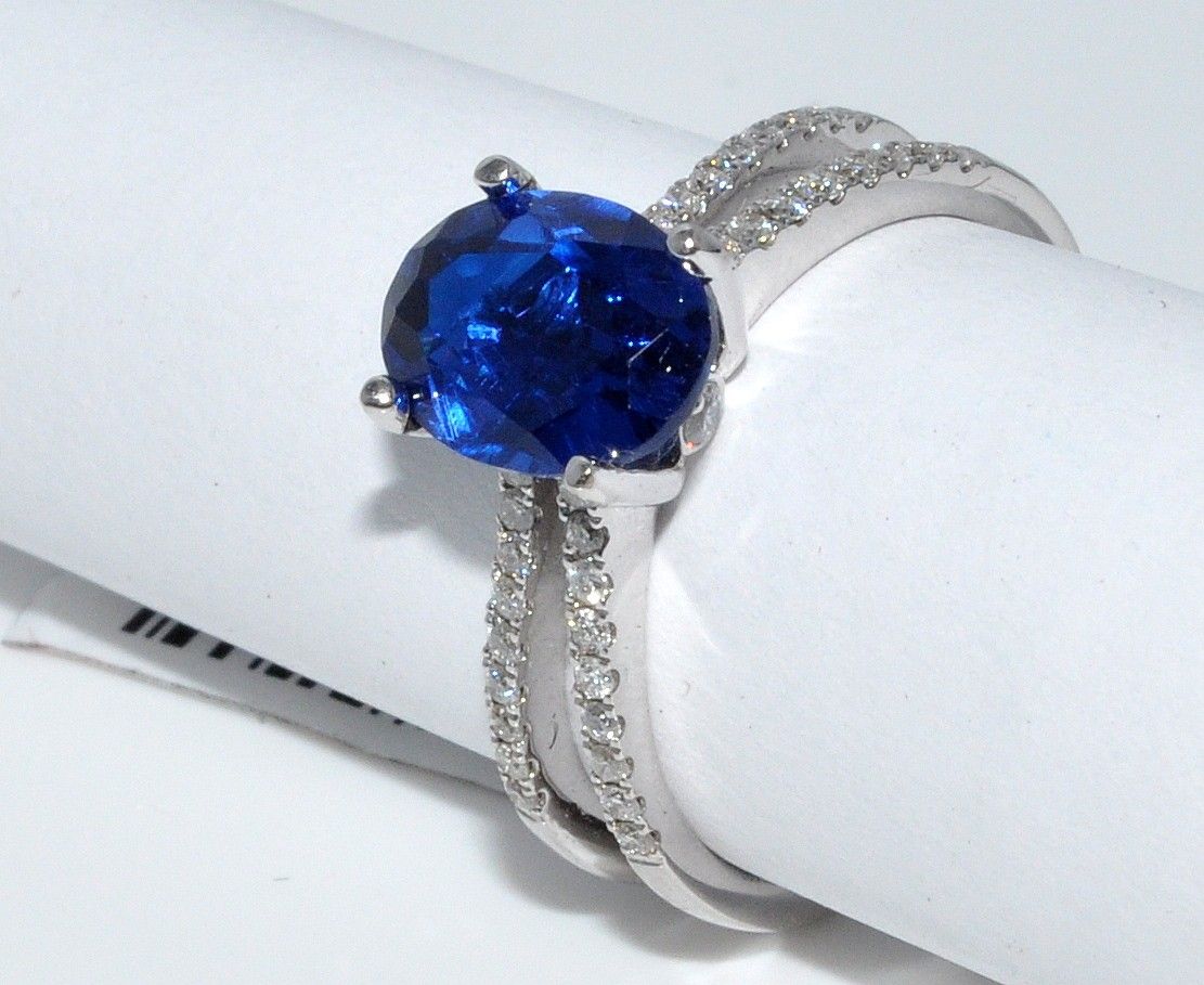 Blue Sapphire Diamond Ring Gemstone Birthston Engagement 2 3ct 14k 