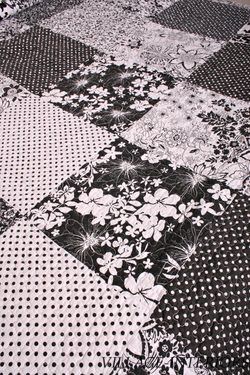   Brenna Patchwork Black White Toile Queen Quilt Set Cotton