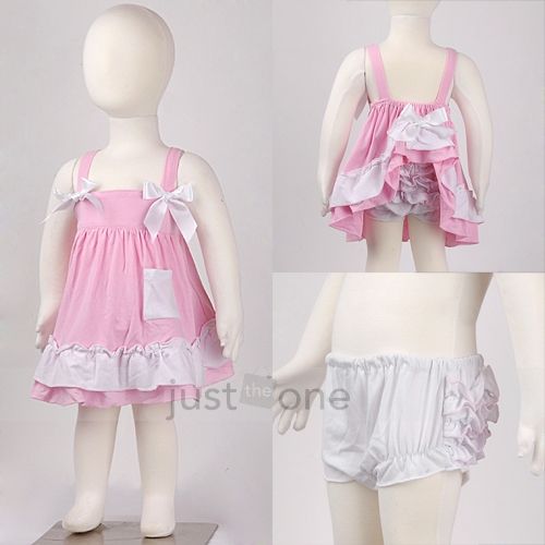 Cute Baby Girls Ruffle Tops Pants Set Bloomers Outfit Dress Nappy 