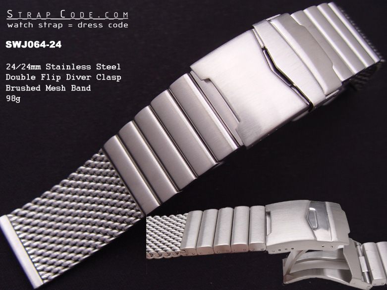 24 24mm Wire Mesh Band Heavy Stainless Steel Watch Band