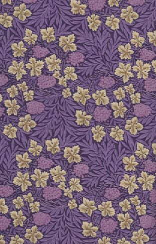 RARE British Rose Hubble Art Nouveau William Morris Fabric Vine Purple 