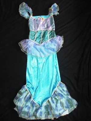Girl 7 8 M  Ariel Little Mermaid Costume Dress Hair Crown 