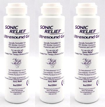 Sonic Relief 3 Ultrasound Gel Bottles Therapy FDA Aprov