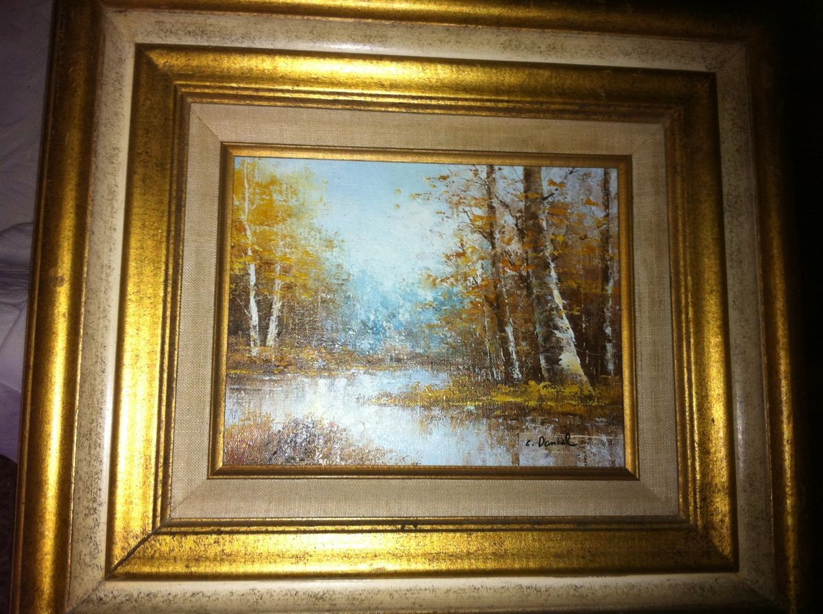   Art Original Oil Painting on Board Gilded Frame Signed C Daniel