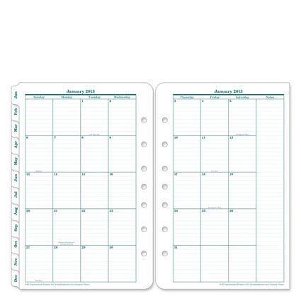   Classic Original Two Page Monthly Calendar Tabs Jan 2013 Dec 2