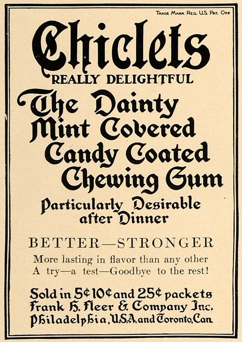    Ad Chiclet Mint Chewing Gum Candy Cadbury Adams ORIGINAL ADVERTISING