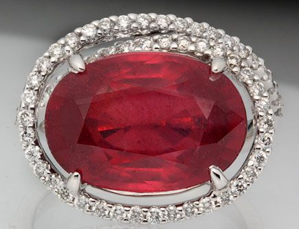 Stunning Genuine Red Ruby Diamond 14k w Gold Ring New