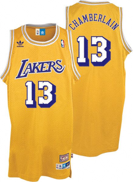 Wilt Chamberlain Medium Lakers Adidas NBA Soul Sewn Throwback Jersey 