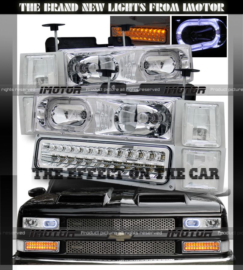 94 98 Chevy C/K C10 Full Size/Tahoe/Suburban Halo Headlights/LED 