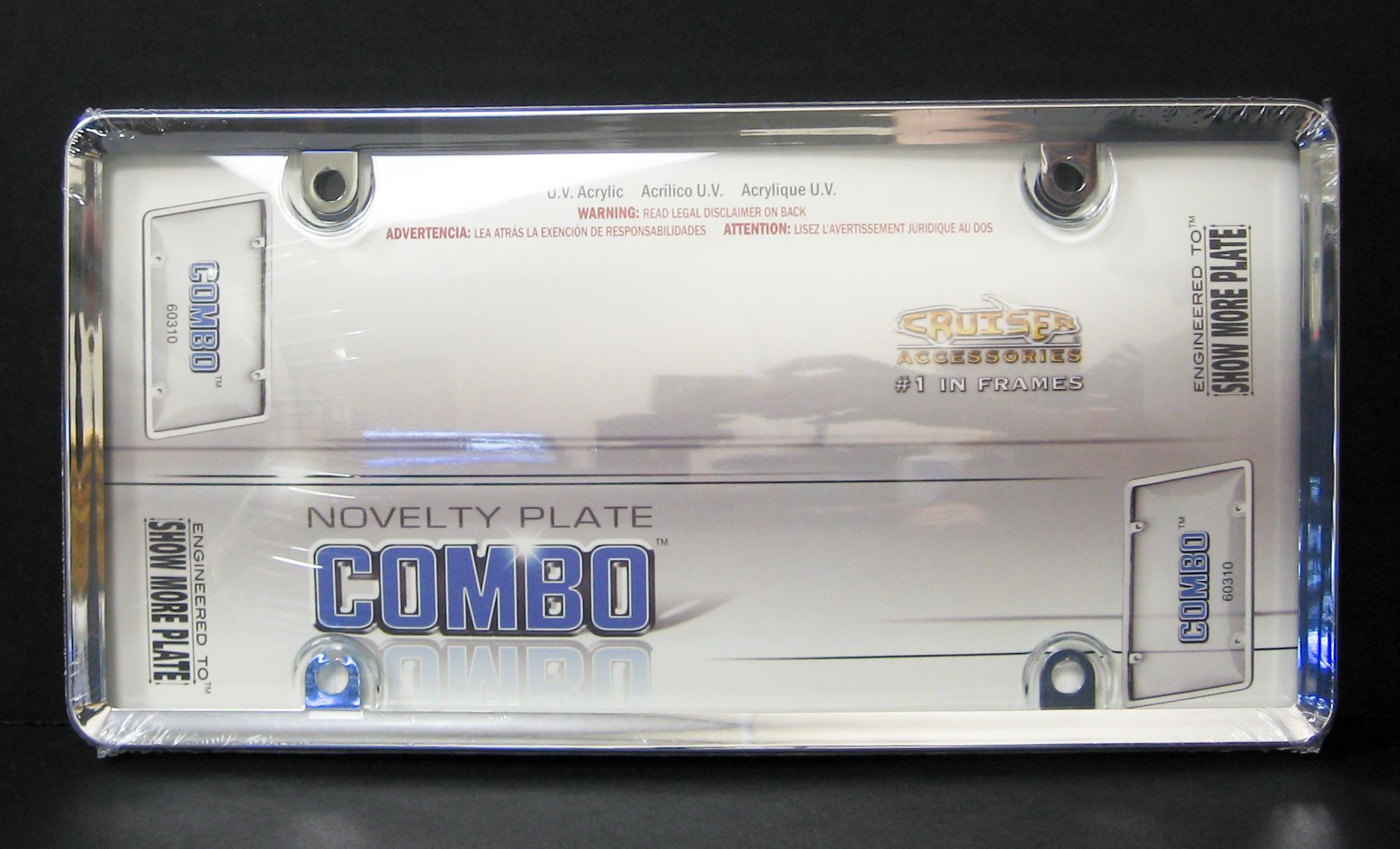   Protective Bubble License Plate Frame   Chrome and Acrylic Plastic