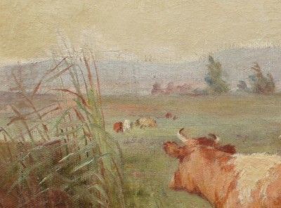 Clara Owen Listed Female Impressionist Hudson River School Cow Fall