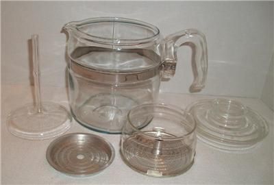 Vintage Pyrex Flameware Glass Coffee Pot Perculator 4 6 Cups #7756