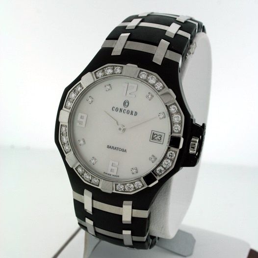 Concord Saratoga Mother of Pearl Diamond 37mm PVD Stainless Steel
