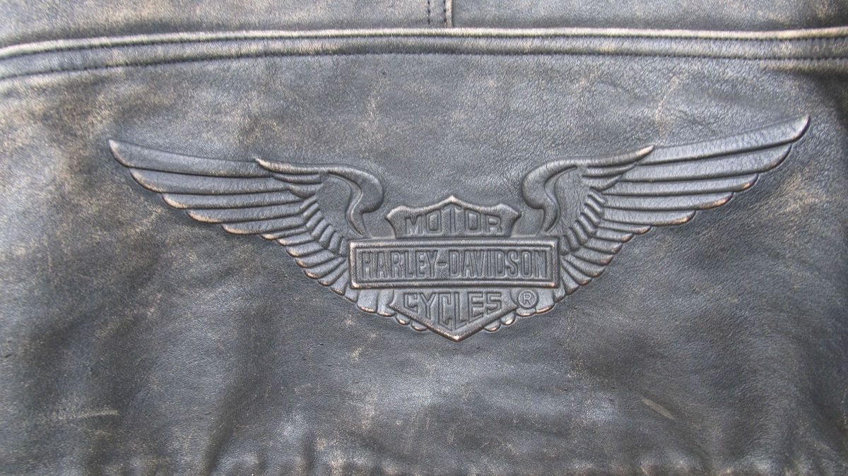 Vintage Harley Davidson Panhead Distressed Leather Jacket Mens Size