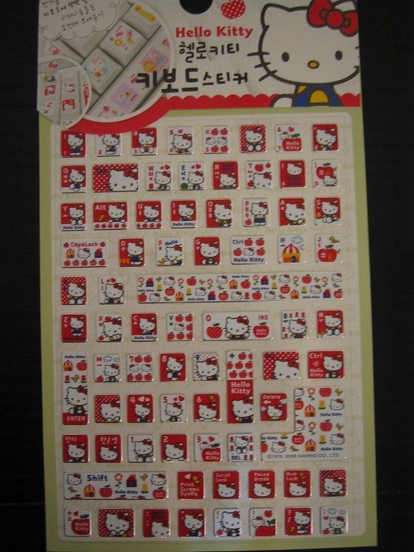 Hello Kitty Computer Keyboard Stickers Red