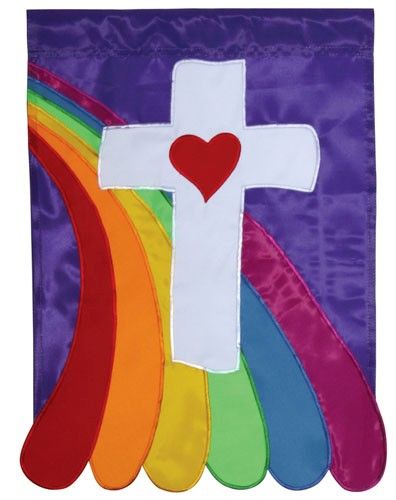 Rainbow Cross Religious Easter Garden Flag Mini Flags