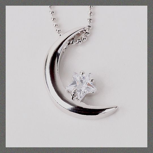 Crescent Moon and Star Cubic Necklace CE 013