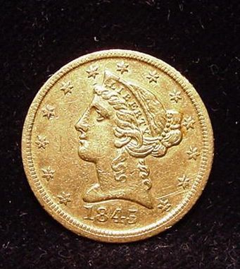 RARE MINT 1845 D Dahlonega Liberty Head GOLD 1 2 Eagle 5 Coin AU