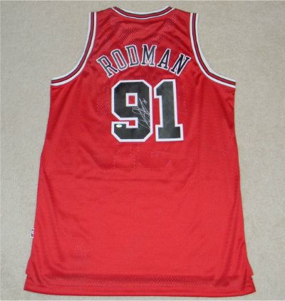 Dennis Rodman Signed Autographed Chicago Bulls Adidas Swingman Red 91