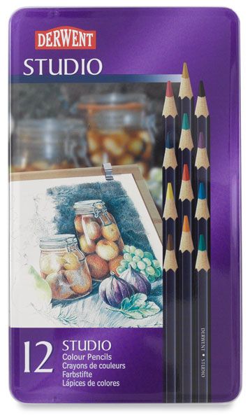 Derwent Studio Color Pencils 12 with Tin Brandnew