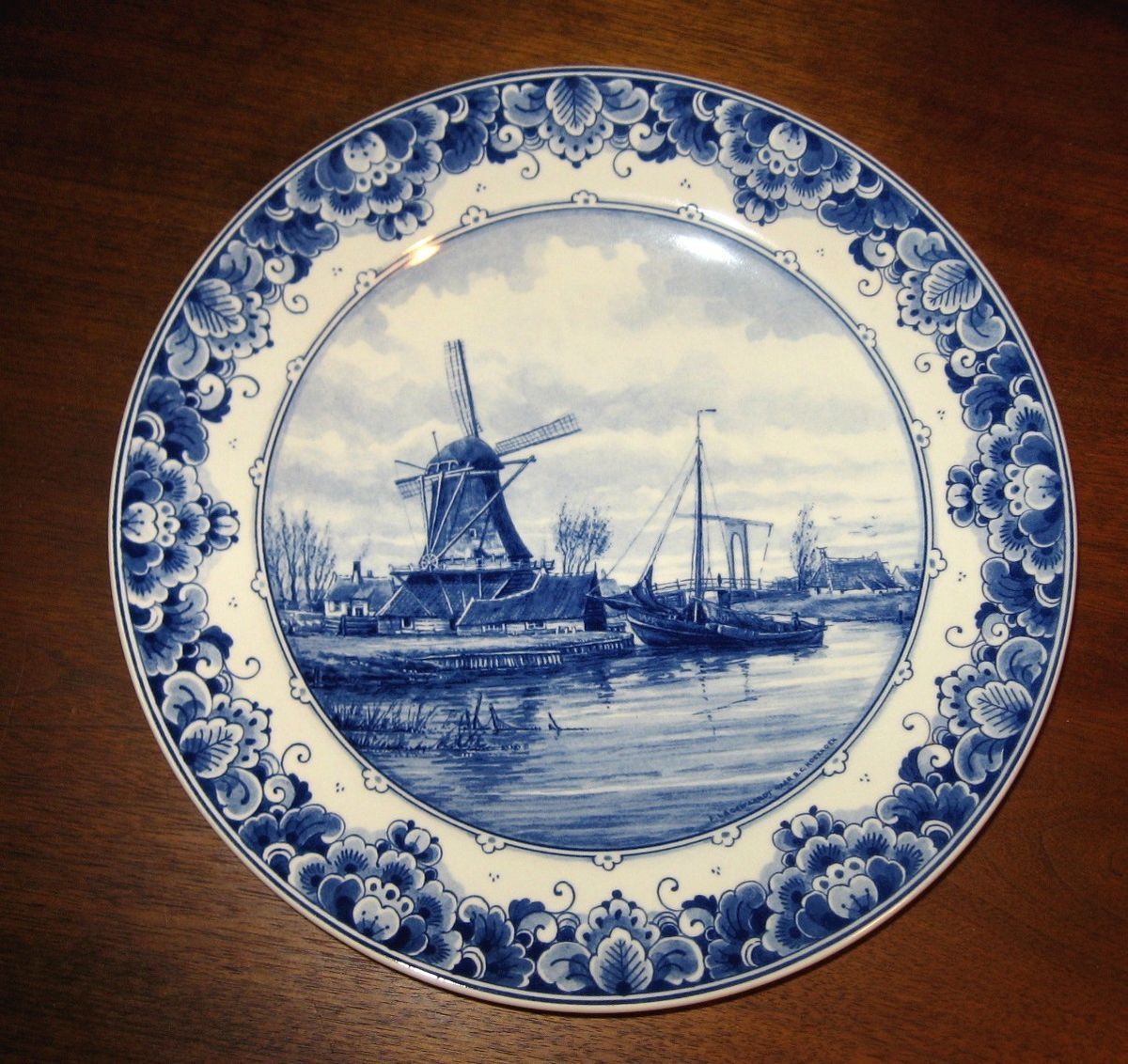 Antique Delft Delftsblauw Large Plate Charger Blue White Dutch Holland