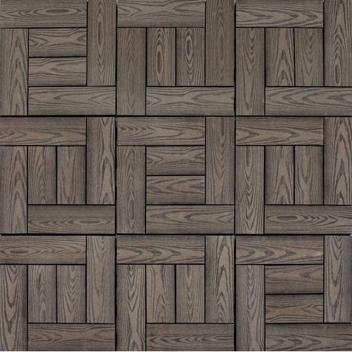  12 x 12 Interlocking Wood Grain Deck Tiles in Chocolate