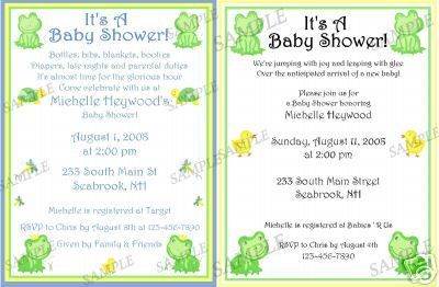 Baby Shower Party Invitations Froggy Tales Prince Frogs