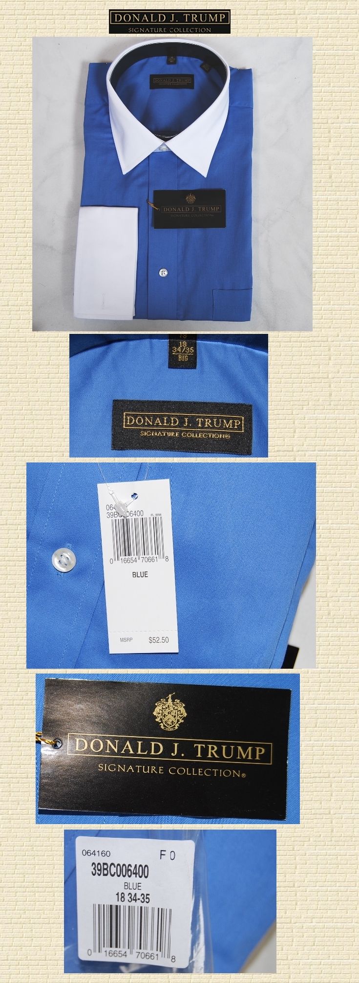 Donald Trump No Iron French Cuff Dress Shirt 18 5 34 35