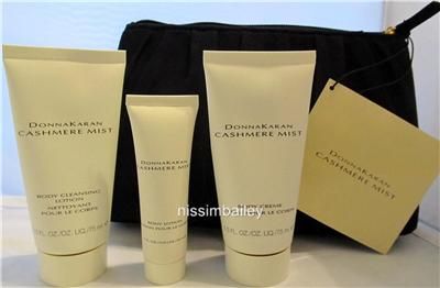 NEW Donna Karan Cashmere Mist Makeup Bag w/ Body Creme Lotion