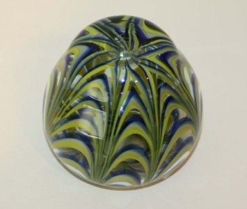 Signed Dominick Labino Blue Chartreuse Art Glass Vase