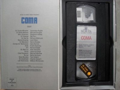 COMA 1978  VHS  Michael Douglas Rip Torn Classic Sci Fi