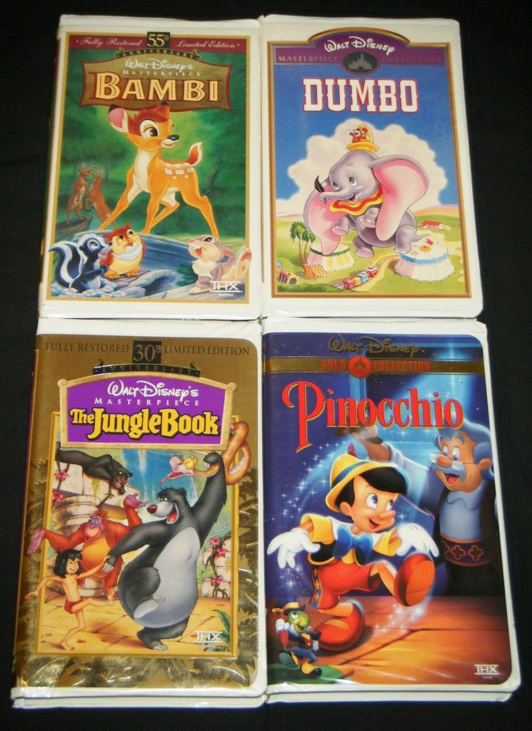 JUNGLE BOOK, DUMBO, PINOCCHIO, & BAMBI VHS Walt Disney Animated Movie