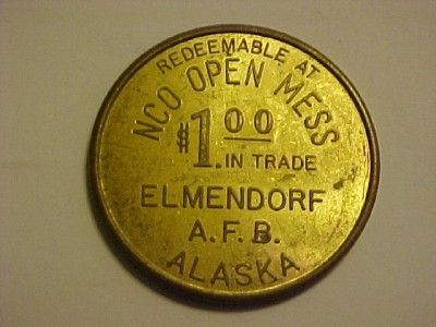 Elmendorf Air Force Base Alaska Military $1 00 Trade Token